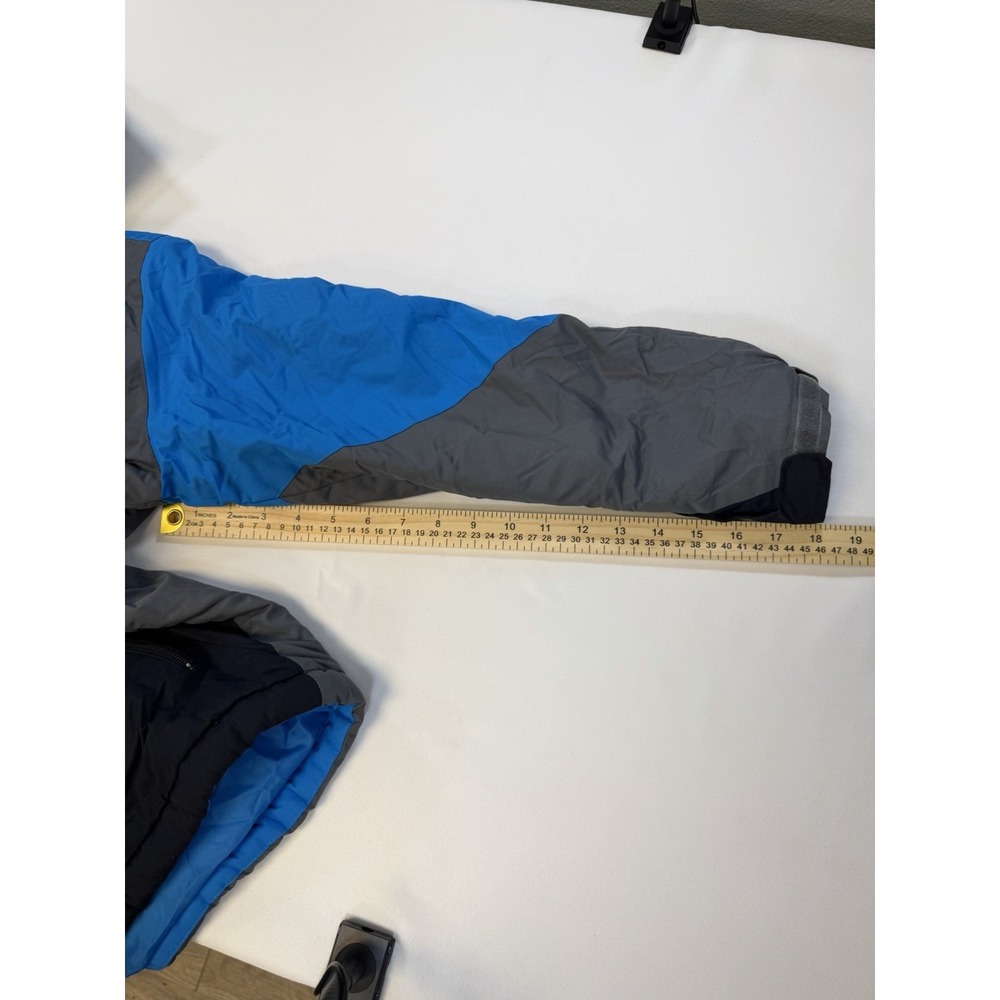 The Children's Place Boys L Puffer Jacket Hooded Insulated Colorblock Blue Zip - Picture 4 of 11